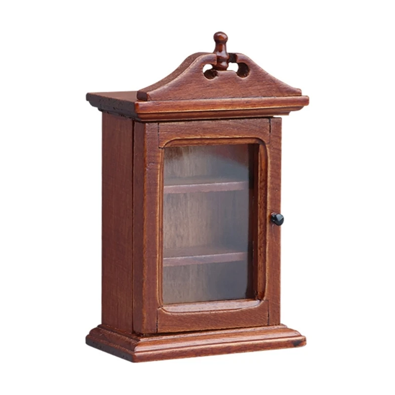 

1/12 Doll House Scene Props Display Shelf Wooden Cabinet Antique Design Furniture 15UB