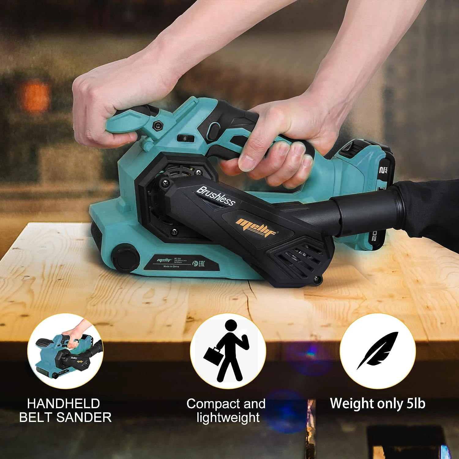 Cordless Belt Sander for MAKITA 18V Battery (NO Battery) Brushless Power Sander Electric Sander Machine, Dust Bag Included