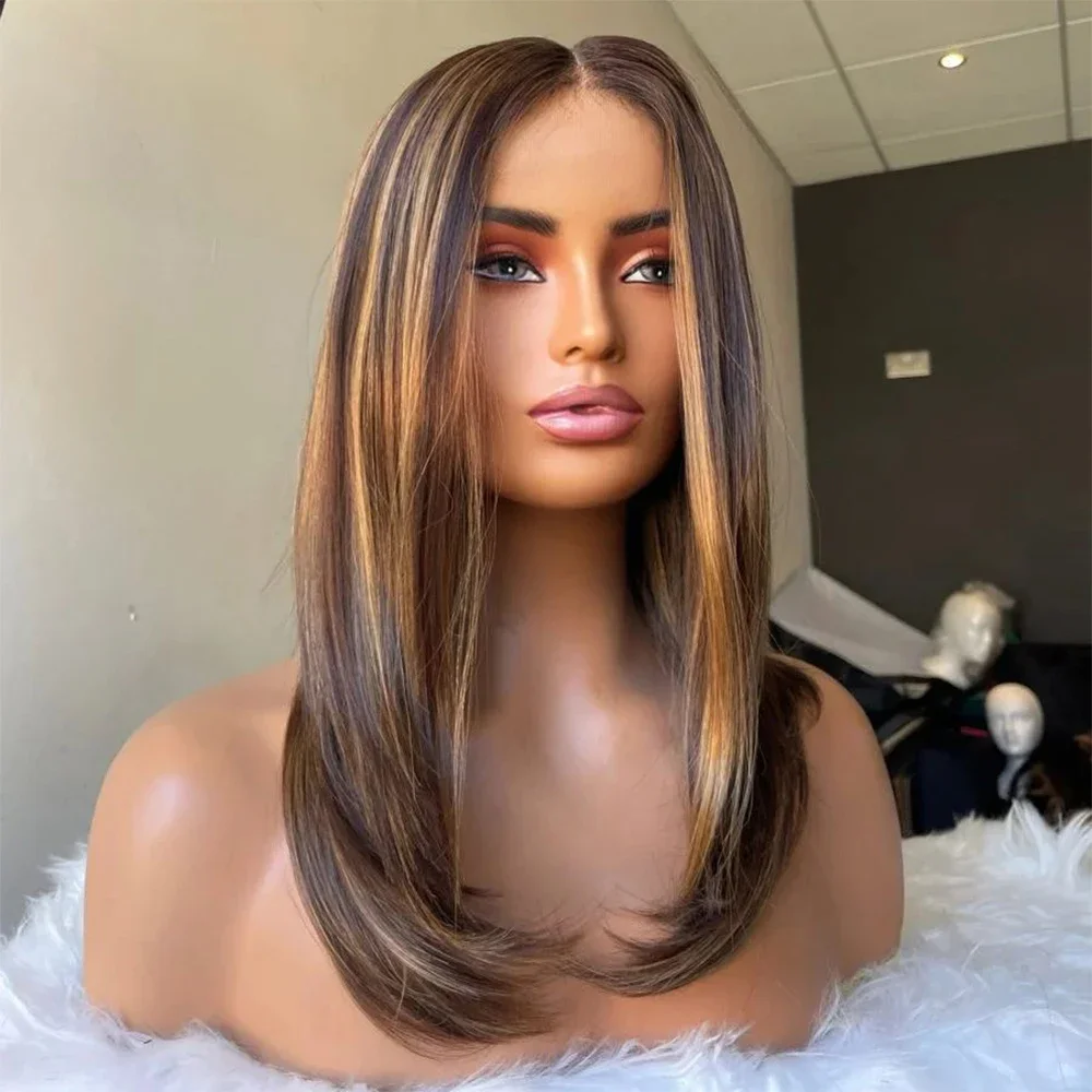 Preplucked Highlight Blonde Bob 16'' 180Density Straight 5x5 Silk Base Jewish Human BabyHair HD Lace Wig European Hair Glueless