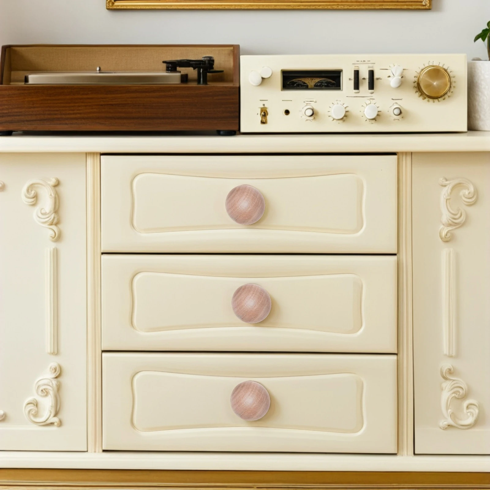 

2Pcs Mushroom Shape Wood Drawer Pulls Single Hole Cabinet Handles for Wardrobe Dresser Cupboard Furniture Hardware Beige