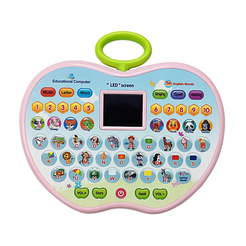 New Children Early Tablet LED Pad  Music Sounding Toy  Gifts  Point Reading Machine  Educational Toys Analog Apple for kids