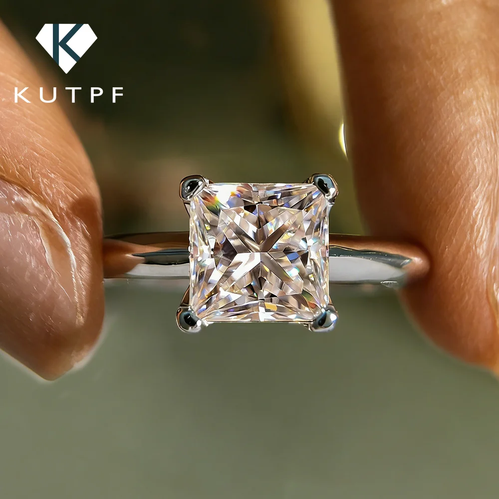 

1/2/3/4carat Princess Cut Moissanite Solitaire Diamond Engagement Ring Square Shape Wedding Ring for Her S925 Silver Jewelry