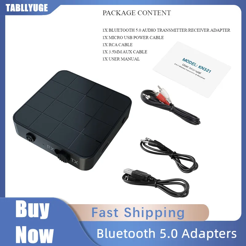 

High Quality Bluetooth 5.0 Audio Receiver Transmitter KN321 AUX RCA 3.5MM 3.5 Jack USB Music Stereo Wireless Adapters Dongle