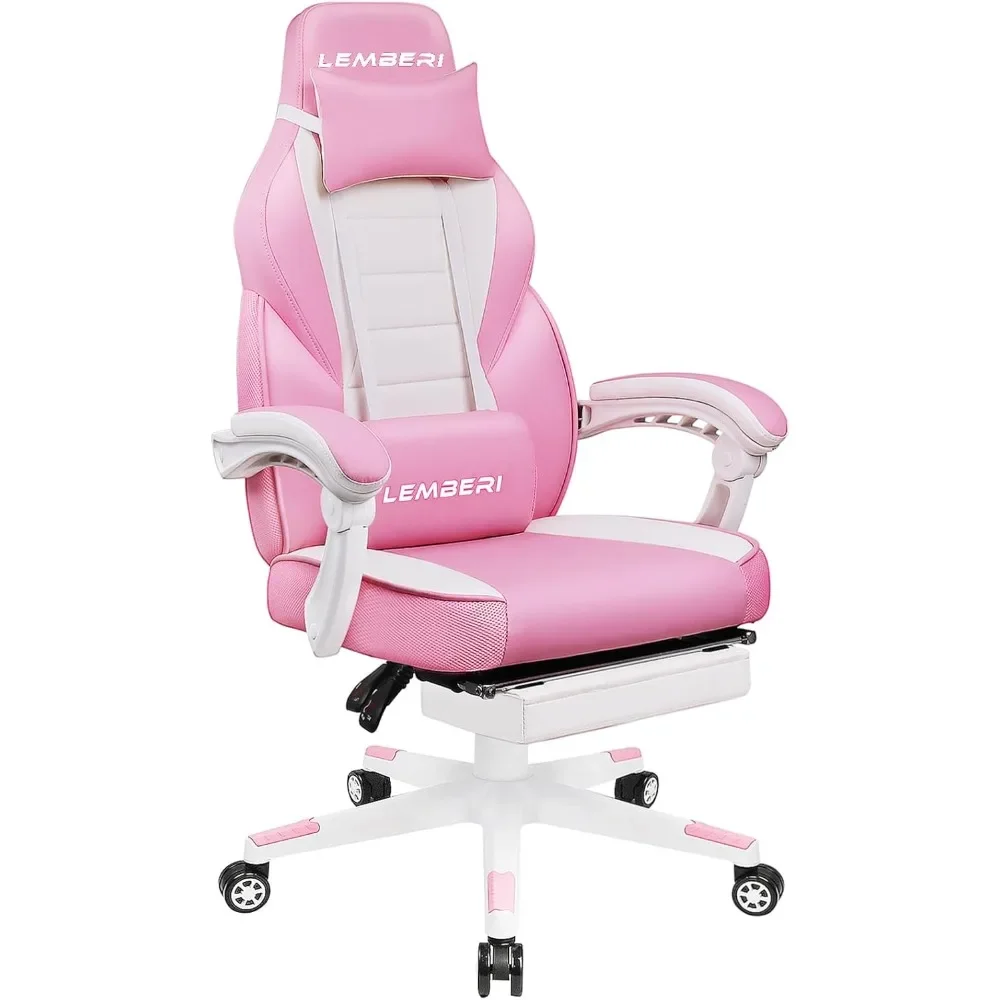 Gaming Chair with footrest, Kawaii Cute Gamer Chair for Girl, Video Game Chairs, with Headrest and Lumbar Support