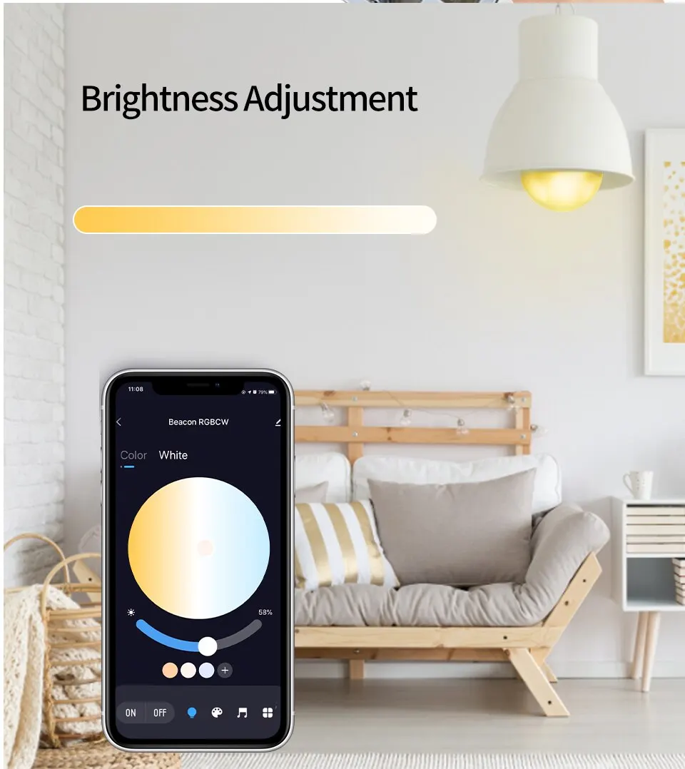 E27 LED Smart Bulb WiFi Tuya Smart Life APP Control Dimmable 15W 18W RGB+CW+WW Light Bulb For Home Bedroom Hotel Bar Party Decor