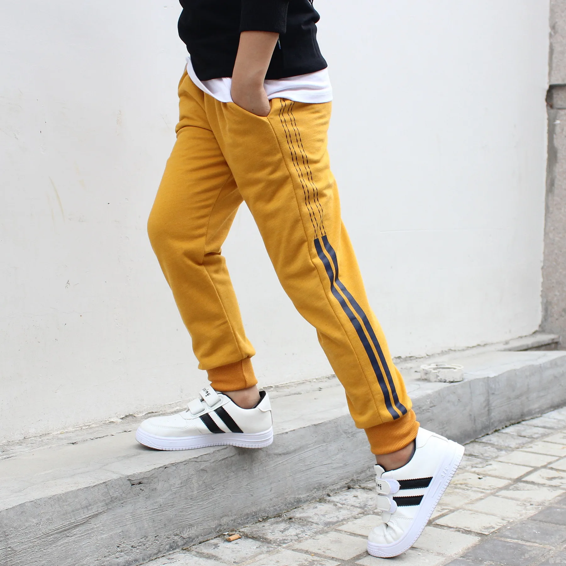 Boys Pants Cotton Atletic Boy\'s Joggers Sweatpants Pocket Children Long Trousers Casual Kids Sports Pants Teenager Boys Clothes