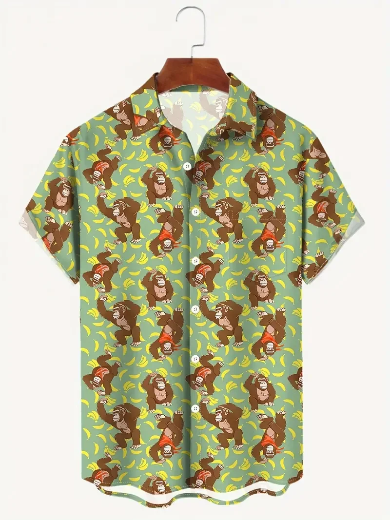 

Men's casual Hawaiian button-down short sleeve shirt in a gorgeous tropical print, perfect for summer vacation and everyday wear