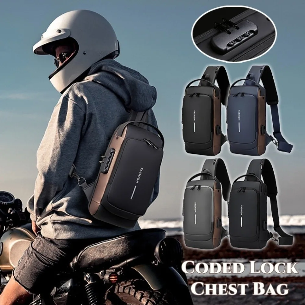 

Oxford Fabric Coded Lock Fanny Pack Large Capacity Anti Theft Sport Chest Bag Multi-pocket Water Proof Motorcycle Riding Bag