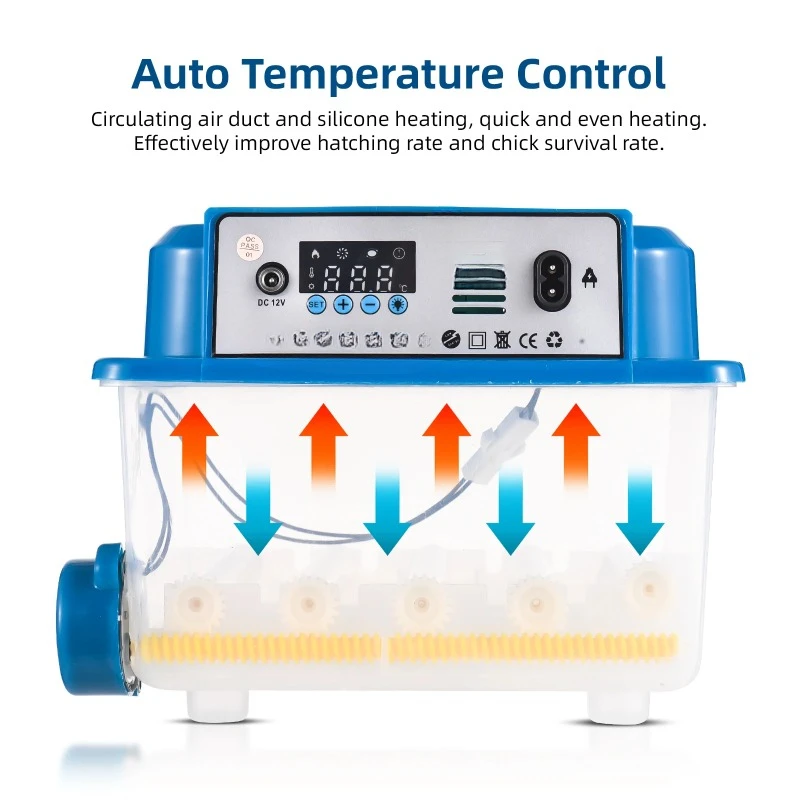 16 Eggs Incubator with Automatic Egg Turning Humidity Control Temperature Display and Egg Candler Light with Tray and Bottle