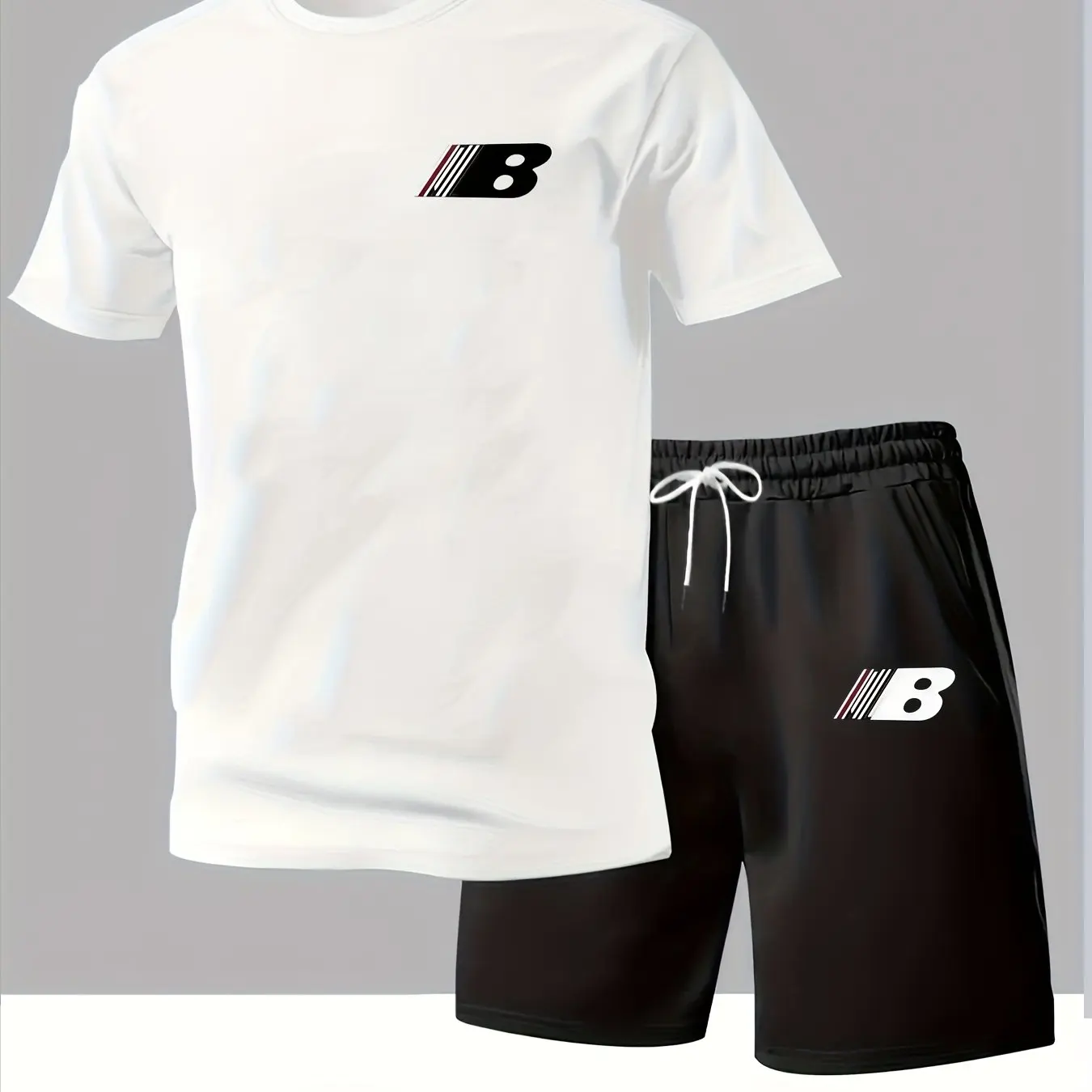 

Men's fashion trend casual sports short-sleeved shorts set quick-drying sweat-absorbing soft breathable men's T-shirt set