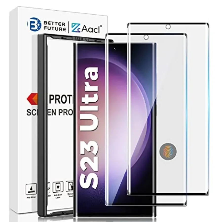 

for Samsung Galaxy S23 Ultra Screen Protector Tempered Glass, 3D Curved Glass for S23 Ultra 5G, 6.8 Inch [Fingerprint Unlock][A