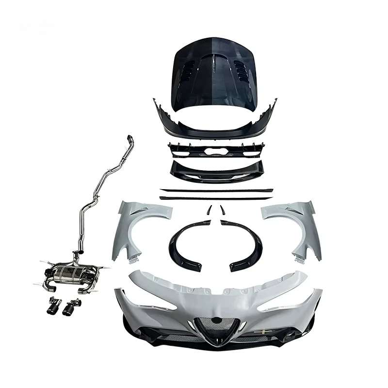 Car Bumper Modification GTAM Style Carbon Fiber Bumper Car Grills Fenders Engine Hoods for Alfa Romeo Giulia Body Kit Upgrade