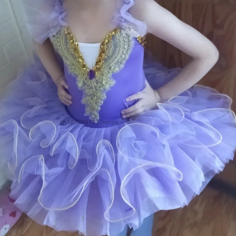 子供バレエダンスドレス、女の子白鳥祭りパフォーマンス衣装、新しいソフトガーゼプリンセスドレスふわふわパフォーマンス