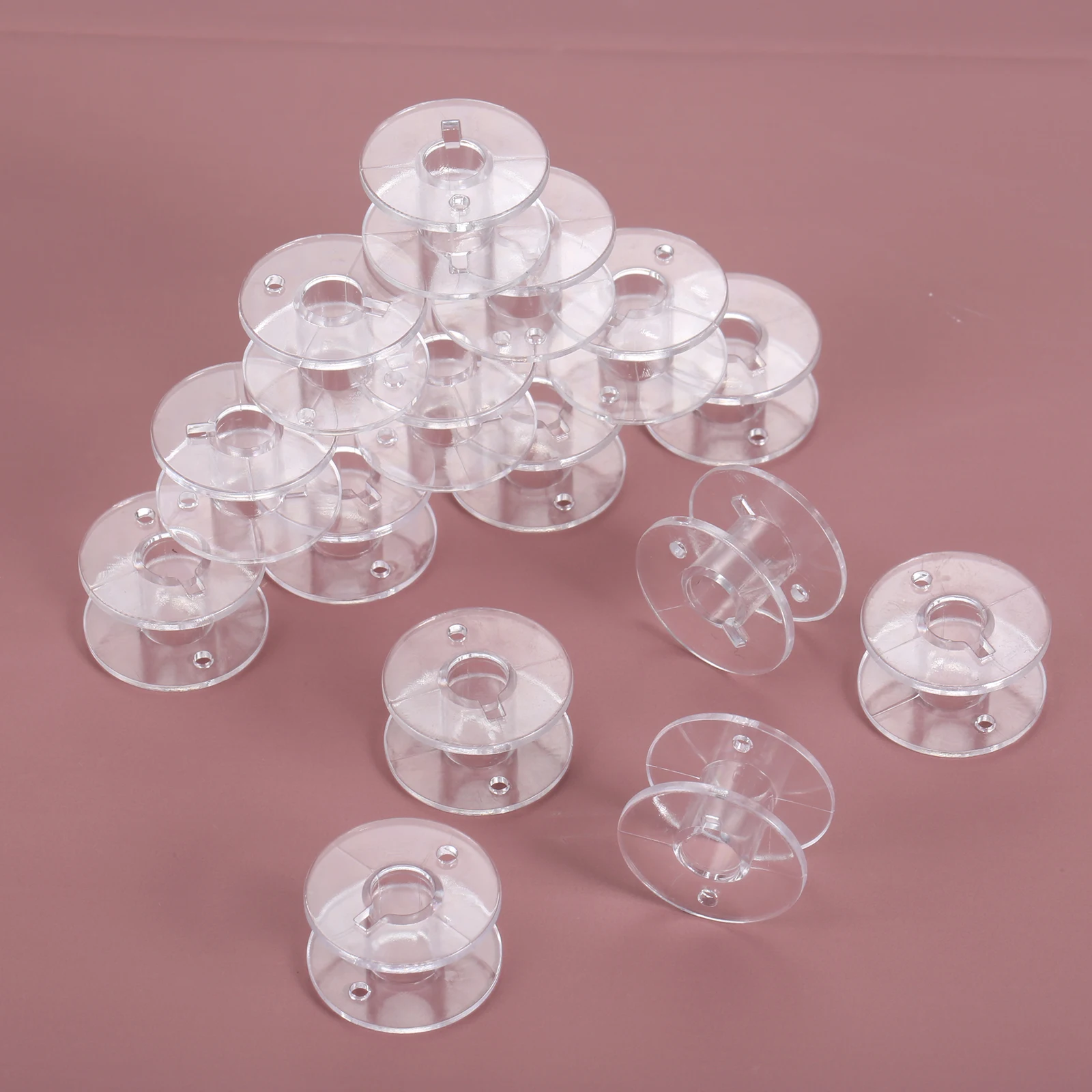 20Pcs Clear Transparent Plastic Home Sewing Machine Spool Empty Threads Bobbins Universal Sewing Supplies Accessories 2cmx1.1cm