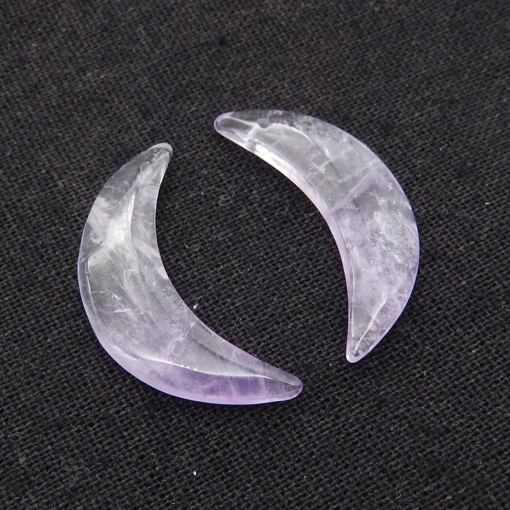 Natural Amethyst Moon Shape Earrings Gemstone,For Women Handmade DIY Beads Jewellery Making