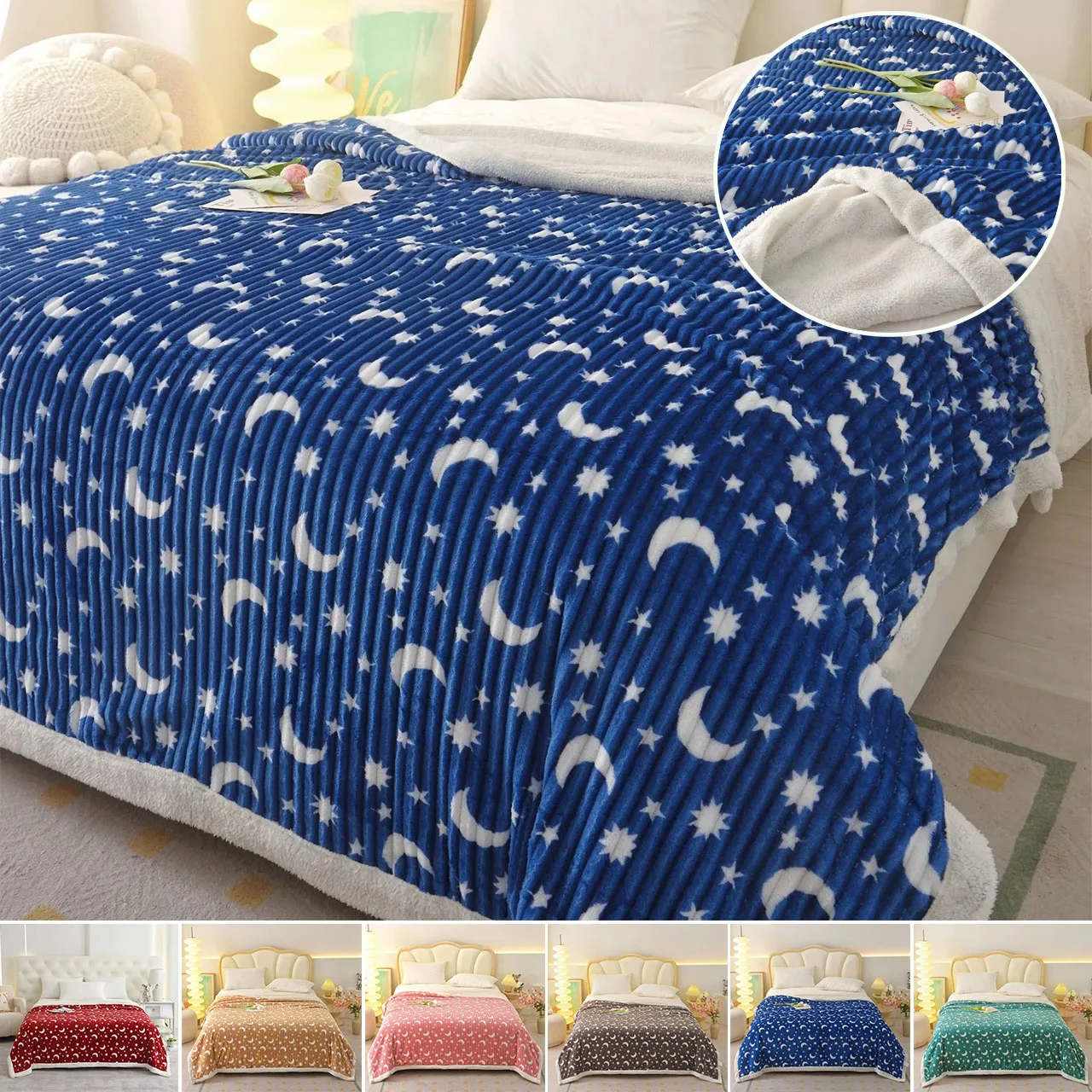 

Super Soft Double Layer Fleece Blanket Urned Edges Warm Cozy Throw All-Season Comfortable Leisure Blanket for Adults & Kids담요