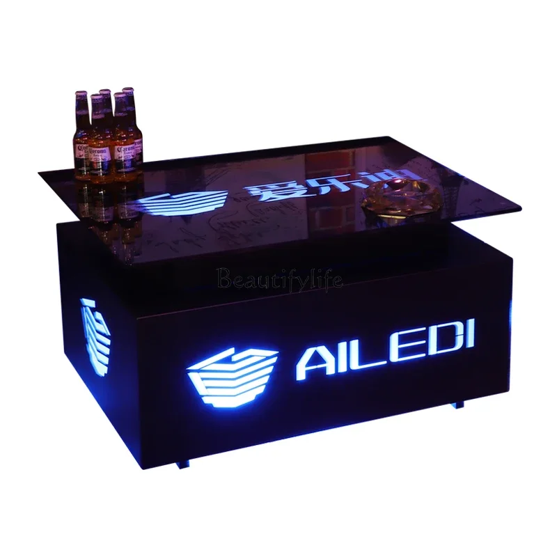 

z.KTV coffee table tempered glass rock slab marble stainless steel light luxury European bar table