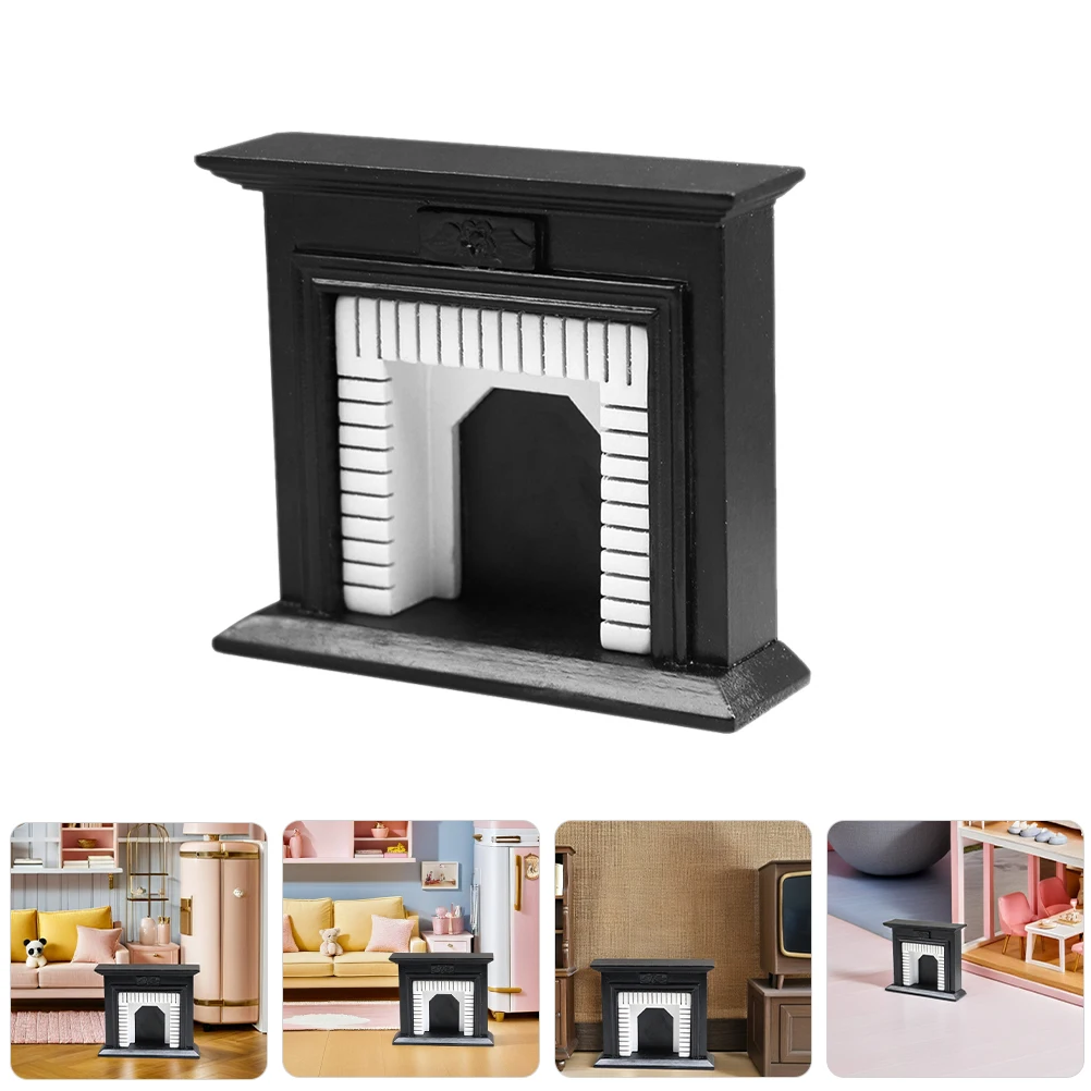 

1:12 Scale Wooden Mini Realistic Living Room Furniture Miniature Simulation Fireplace For Small Dollhouse Decoration Cozy Home