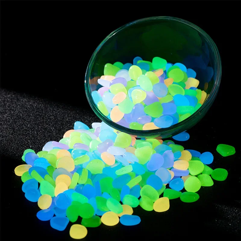 100Pcs Glow In The Dark Garden Pebbles Stones Rocks For Yard And Walkways Decor Fairy Garden DIY Decorative Luminous Stones