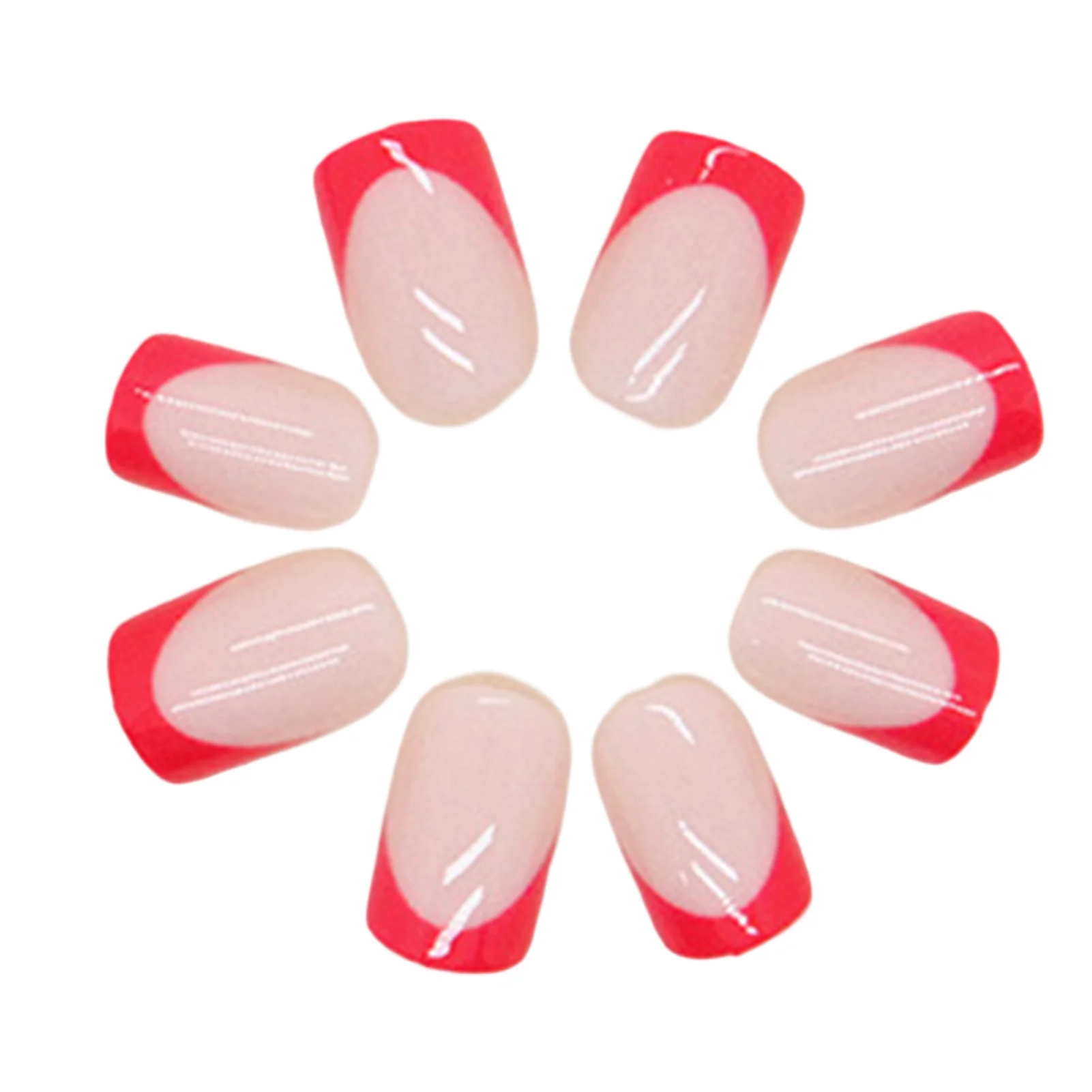 Sweet Fake Nails with Rose Red Edge with Harmless and Smooth Edge Nails for Stage Performance Wear