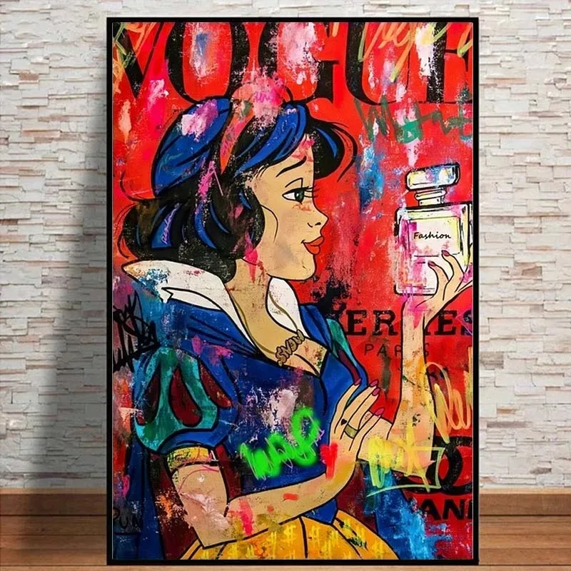 Graffiti Disney Princess Posters And Prints For Living Room Cartoon Snow White Canvas Painting Wall Art Home Decor Cuadros