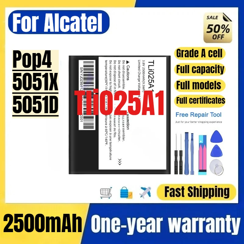 

Tli025A1 for Alcatel Pop4/5051X/5051D Mobile Phone Battery High Quality High Capacity Replacement Bateria Grade A Cell with Tool
