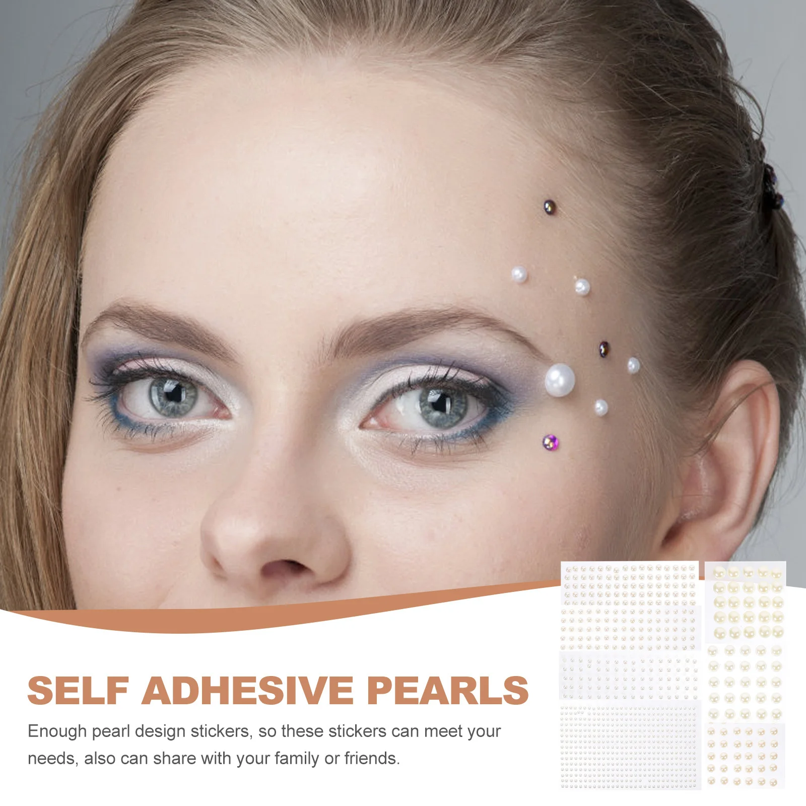 

14 Sheet Flat Back Pearl Stickers Self Adhesive Decals Face Makeup Nail Art Phone Craft Jewelry Decorations Self Adhesive Pearls
