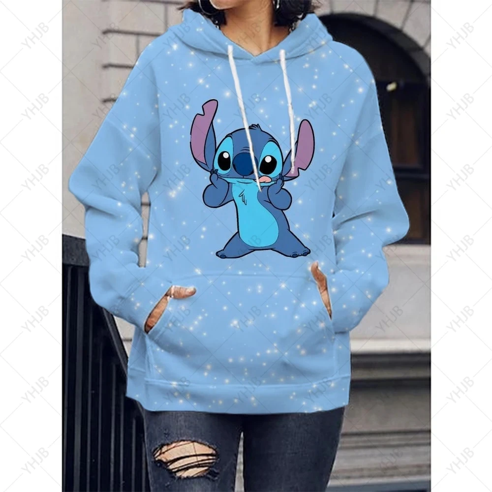 Moletons Femininos Lilo Stitch Pulôver Dos Desenhos Animados, Roupas Casuais, Moletom Com Capuz Feminino, Moda Kawaii, Cor Doce,