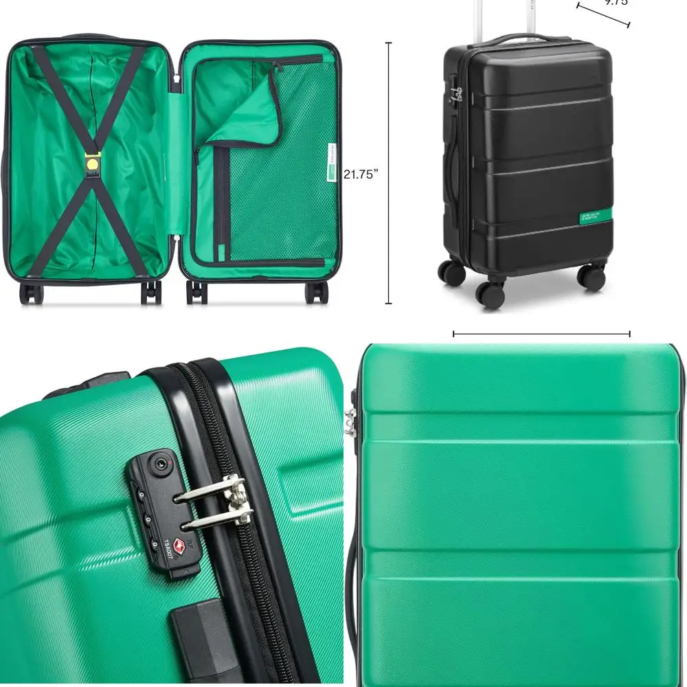 

Benetton United Colors 19 Green Hardshell Spinner Carry-On Luggage