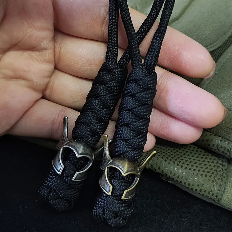 Edc Retro Paracord Verschluss Regenschirm Seil Ritter Helm Maske DIY geflochtene Messer Perlen Lanyard Zubehör im Freien