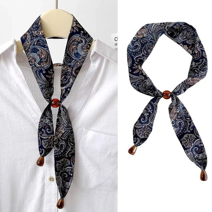 

Vintage Ethnic-Style Narrow Scarf for Women: Neck-Warming, Neck-Tying, Perfect with Shirts, Lightweight Scarf