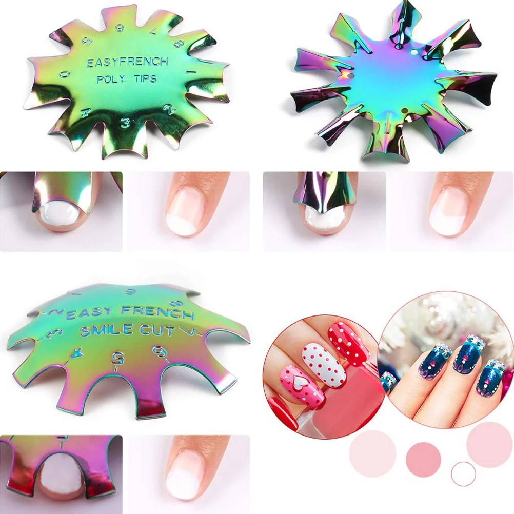 6개입 네일 매니큐어 트리머 스테인리스 스틸 프렌치 스마일 라인 커터 DIY 네일 아트 템플릿 모듈 젤 폴리쉬 장식용