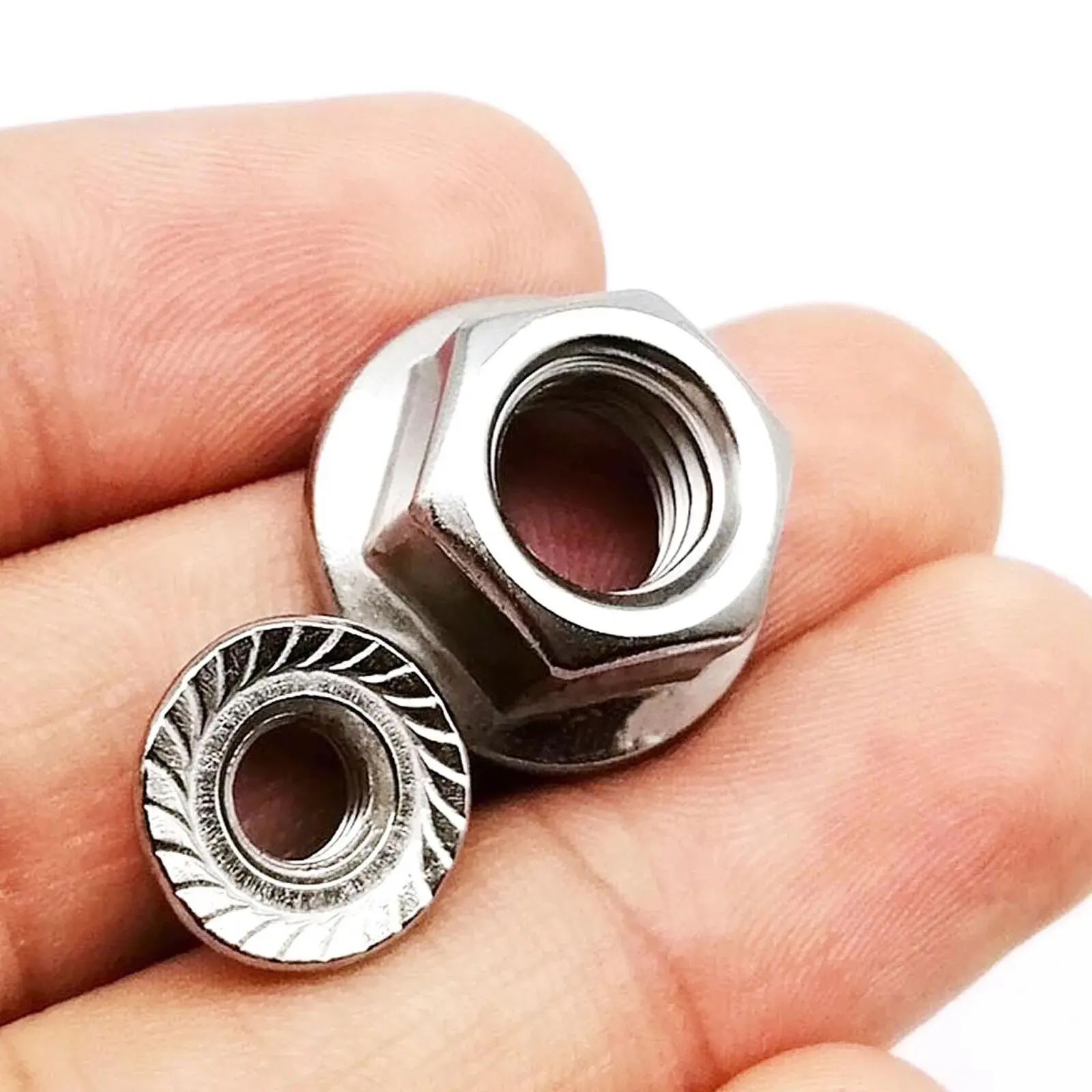 110 buah/kotak DIN6923 Flange Nut Hex Hexagon bergerigi kunci Putar Set mur campur ukuran M3 M4 M5 M6 M8 aneka Kit baja tahan karat