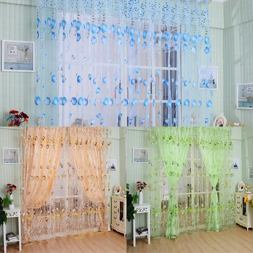 

Romantic Tulips Window Voile Curtain Creative Floral Translucent Tulle Door Drape - 3 Colors for Choice Dropship