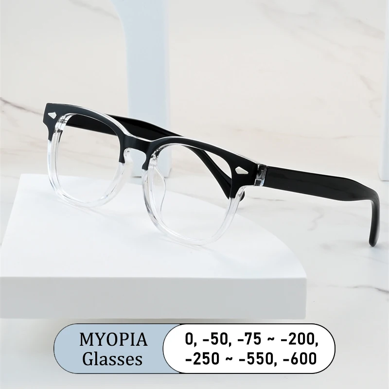 

Vintage Brand Design Rectangle Rivet Frame Myopia Glasses Prescription Nearsight Anti Blue Light Women Near Sight Eyewear