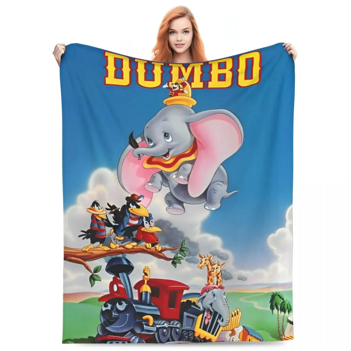 Fantasy Drama Dumbo Blankets Cartoon Flannel Funny Soft Throw Blankets for Home Spring/Autumn