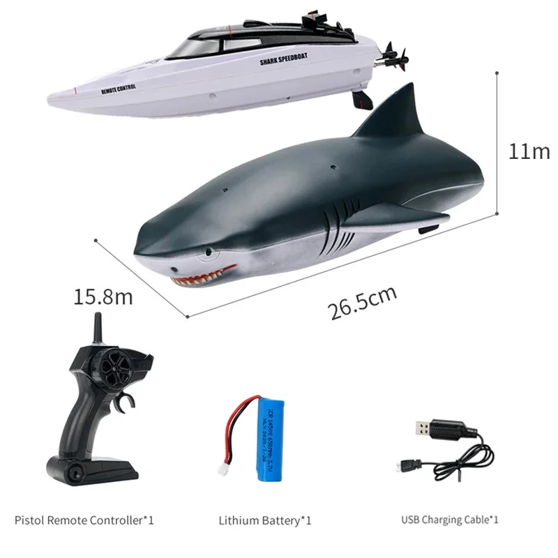 RC Speed Boat Electric Toys for Kids Boys 2 In 1 Remote Control Racing Boats Small Ship Shark Summer Toy Children Swimming Pool