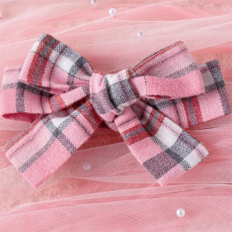 Newborn Infant Baby Girl Romper Dress Long Sleeve Crew Neck  Ruffle Plaid Skirt Fall Winter Clothes