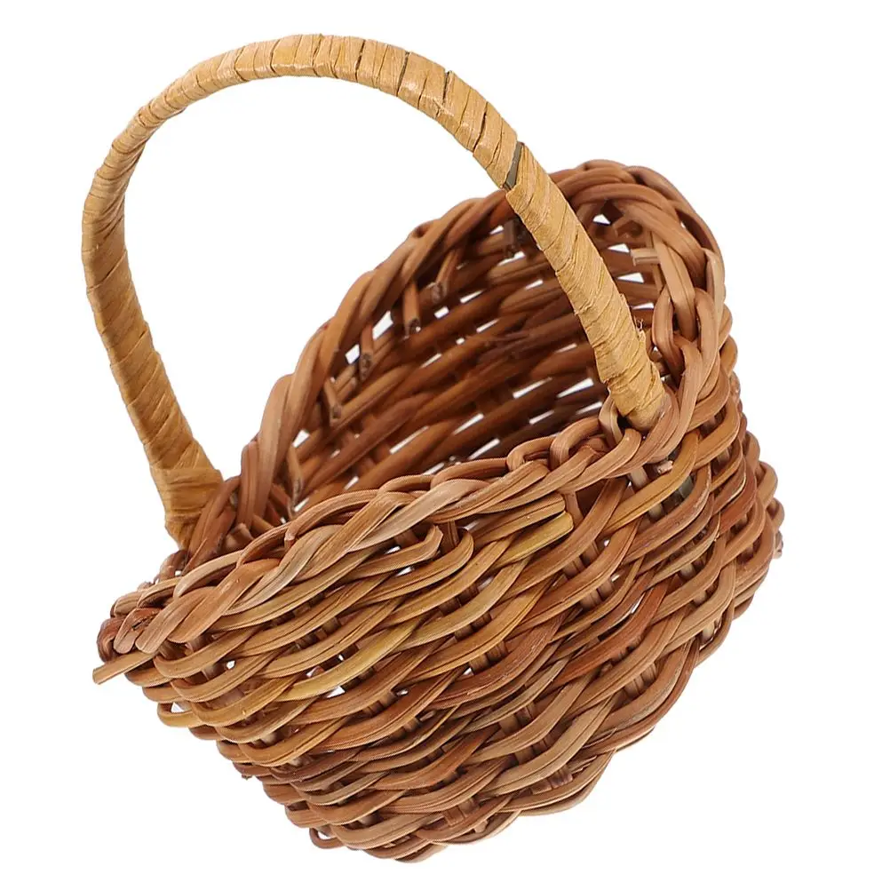 Mini Basket Rattan Flower Basket Woven Picnic Basket Hand Willow Tiny Wicker Baskets Dollhouse Basket Easter Party Wedding Decor