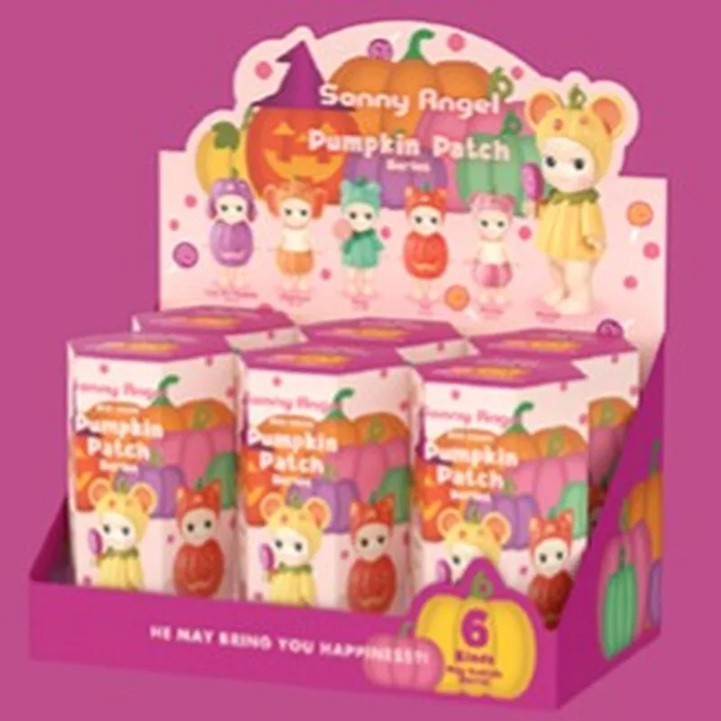 

6PCS Sonny Angel Pumpkin Patch Series Blind Box Halloween Pumpkin Animal Mini Figure Kawaii Collectible Toy Surprise Box Gift