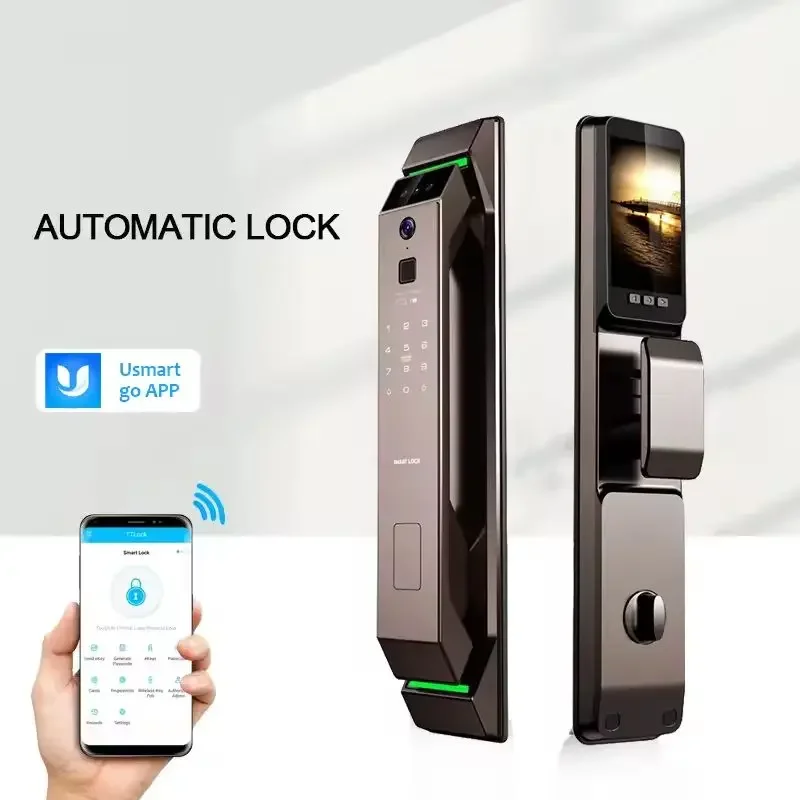 Electronic Automatic Smart Door Lock 3D Face Recognition Fingerprint Keyless Password Wifi Camera Rfid Card Home Lock With tuya