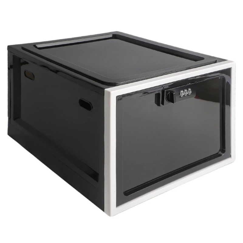 Medicine Lock Box Lockable Storage Box Refrigerator Food Lock Box Tablet Storage Cabinet,Black