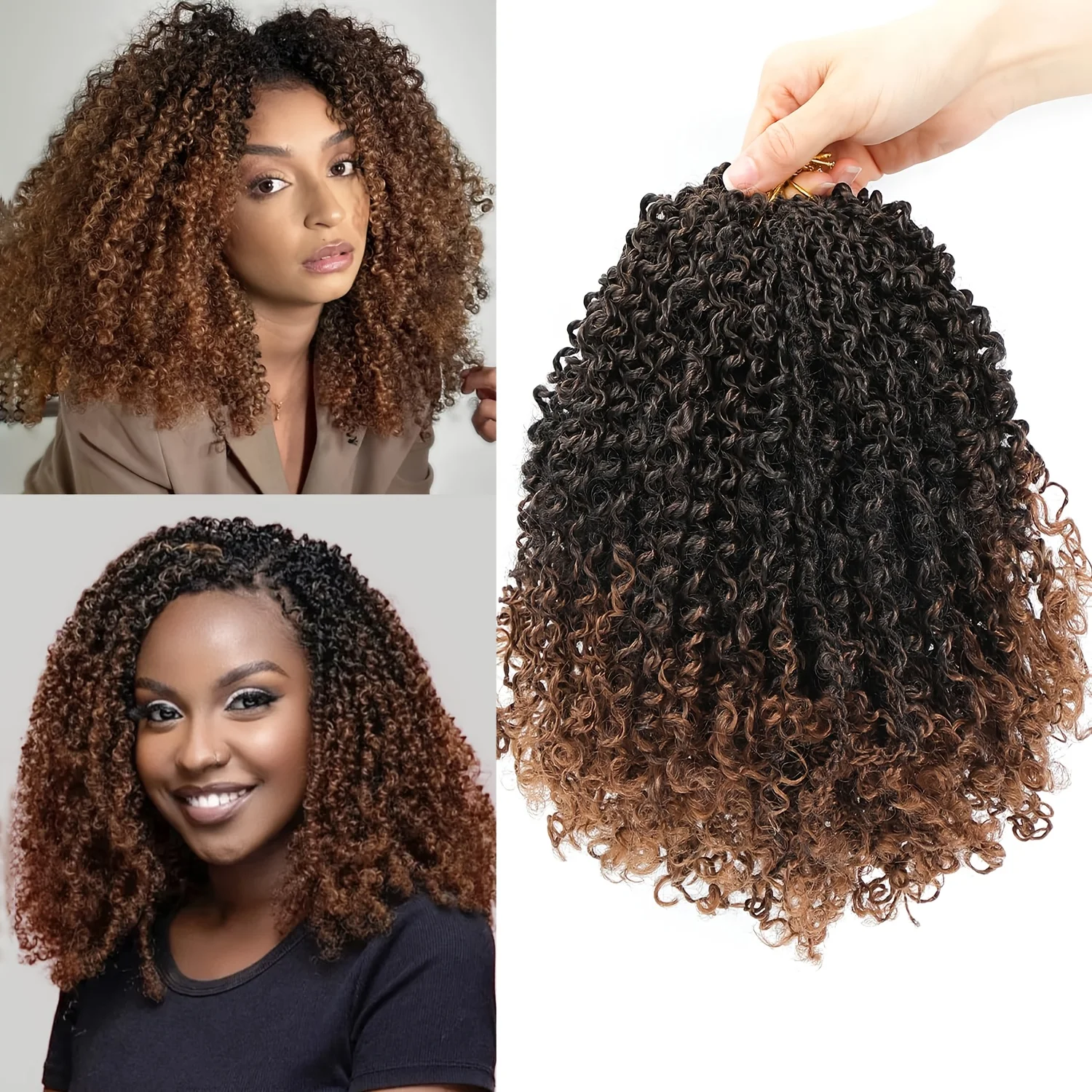 Волосы Yanky Twist Вязаные крючком 12 дюймов, всего 4 упаковки, предварительно скрученные микропружинные твисты, сенегальские волосы в стиле бохо, вязанные крючком, синтетические волосы