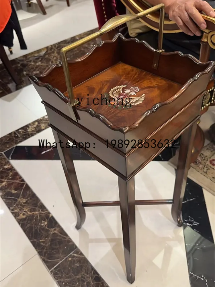 European Style Solid Wood Corner Table Living Room Leisure Chair Side Table Mahogany Fruit Basket Decoration