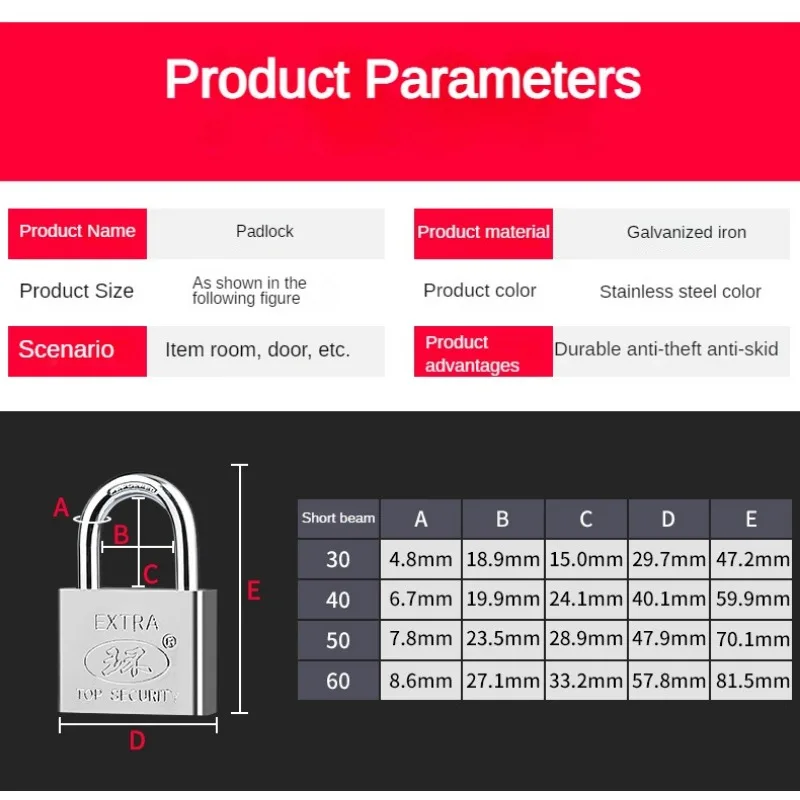 Locks Outdoor Padlock Thickened Anti-theft Door Waterproof and Rust Proof Household Door Lock Dormitory Cabinet Door Safety Lock