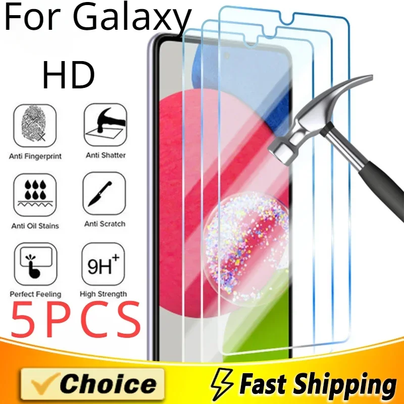 5Pcs Tempered Glass For Samsung Galaxy  A21S A30 70 80 90 Screen Protector For Samsung A11 31 41 51 M01 M51 Hd Mobile Phone Film