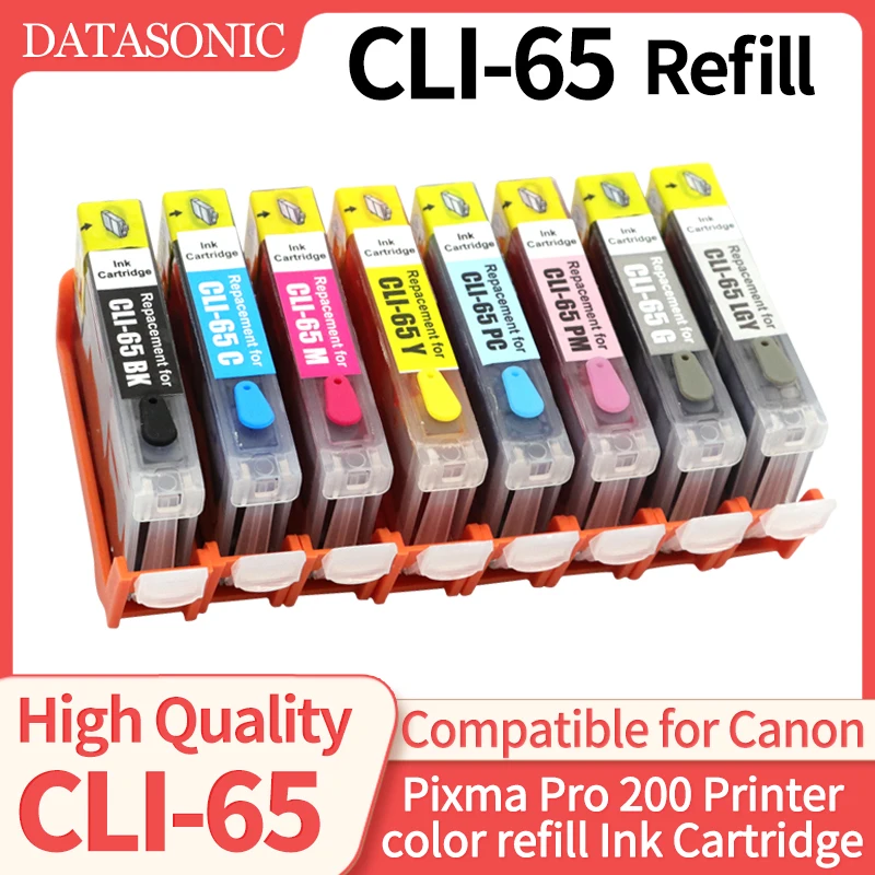 1set CLI-65 CLI65 CLI 65 refill ink Cartridge Compatible for Canon Pixma PRO200 Pro-200 Printer Ink Cartridge With day ink
