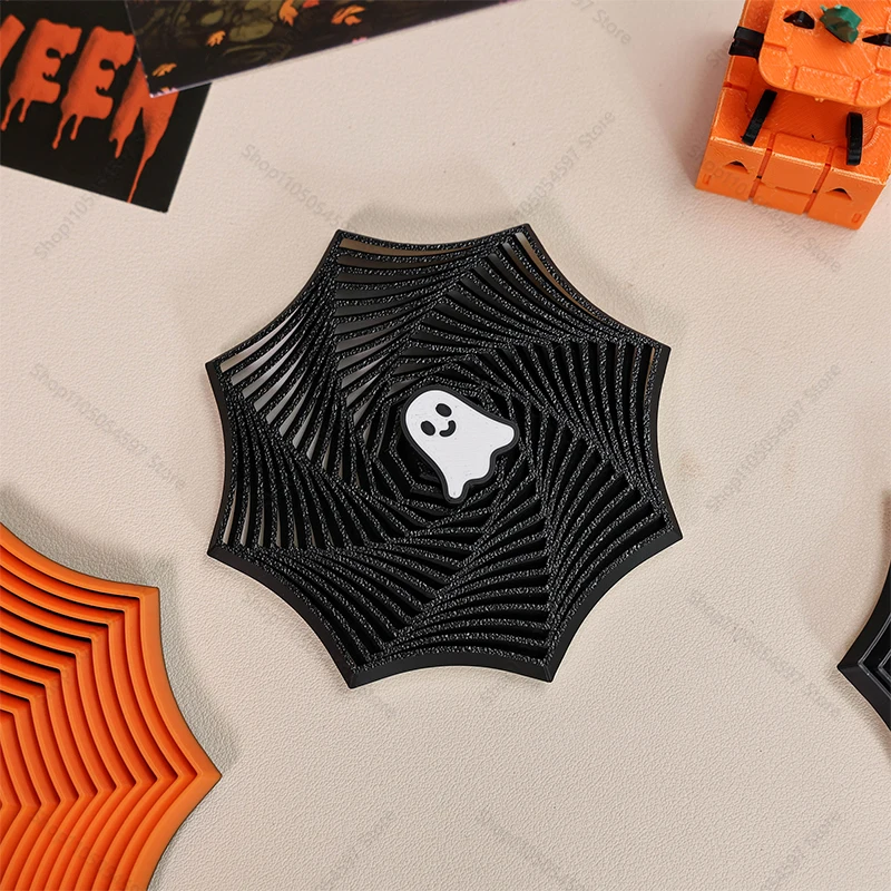 3Dプリントハロウィンスパイダーネットフィジェットトイ9cm携帯用プレイ感覚玩具、ハロウィンホームデコレーション