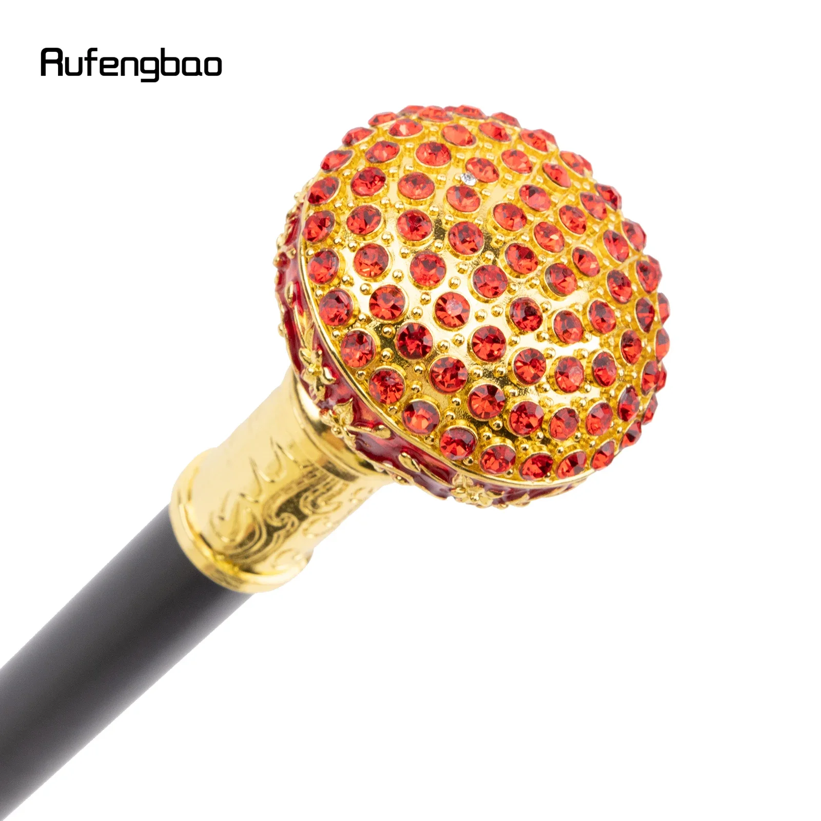 Red Artificial Diamond Ball Walking Cane Fashion Decorative Walking Stick Gentleman Elegant Cosplay Cane Crosier 92cm