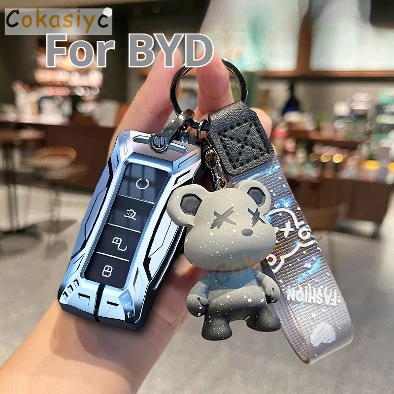 Zinc Alloy Silica Gel For BYD Tang EV600 Han EV Yuan ATTO 3 Song Pro Button Smart Remote Car Key Case Cover Keychain Accessories